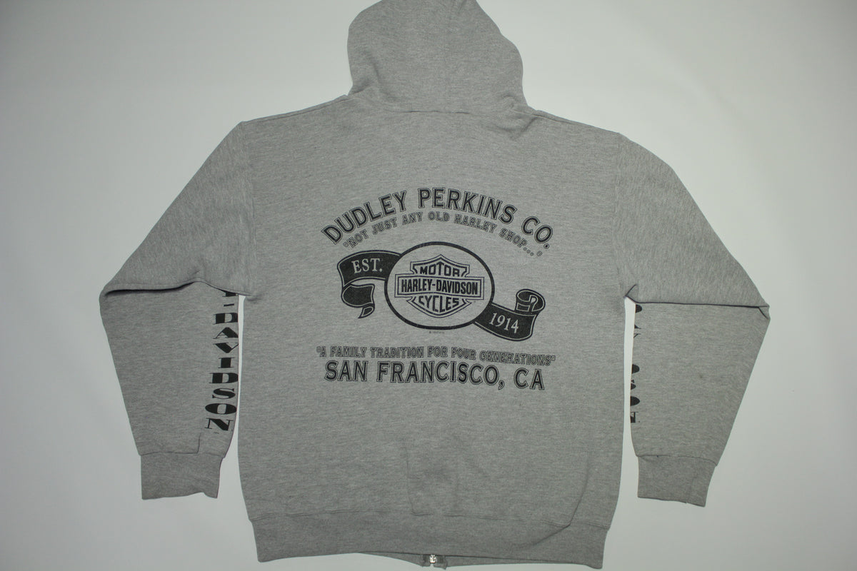 Harley Davidson HD San Francisco Vintage 1997 Dudley Perkins 90's Hoodie Sweatshirt