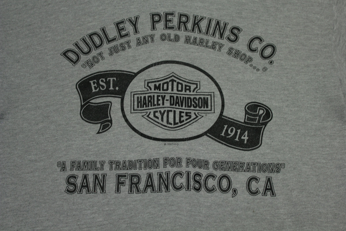 Harley Davidson HD San Francisco Vintage 1997 Dudley Perkins 90's Hoodie Sweatshirt
