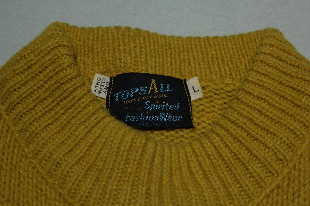 TopsAll Spirited Fashionwear 1970s Suede Cabled Knit Sweater