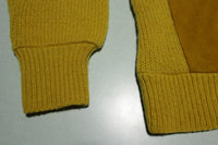 TopsAll Spirited Fashionwear 1970s Suede Cabled Knit Sweater