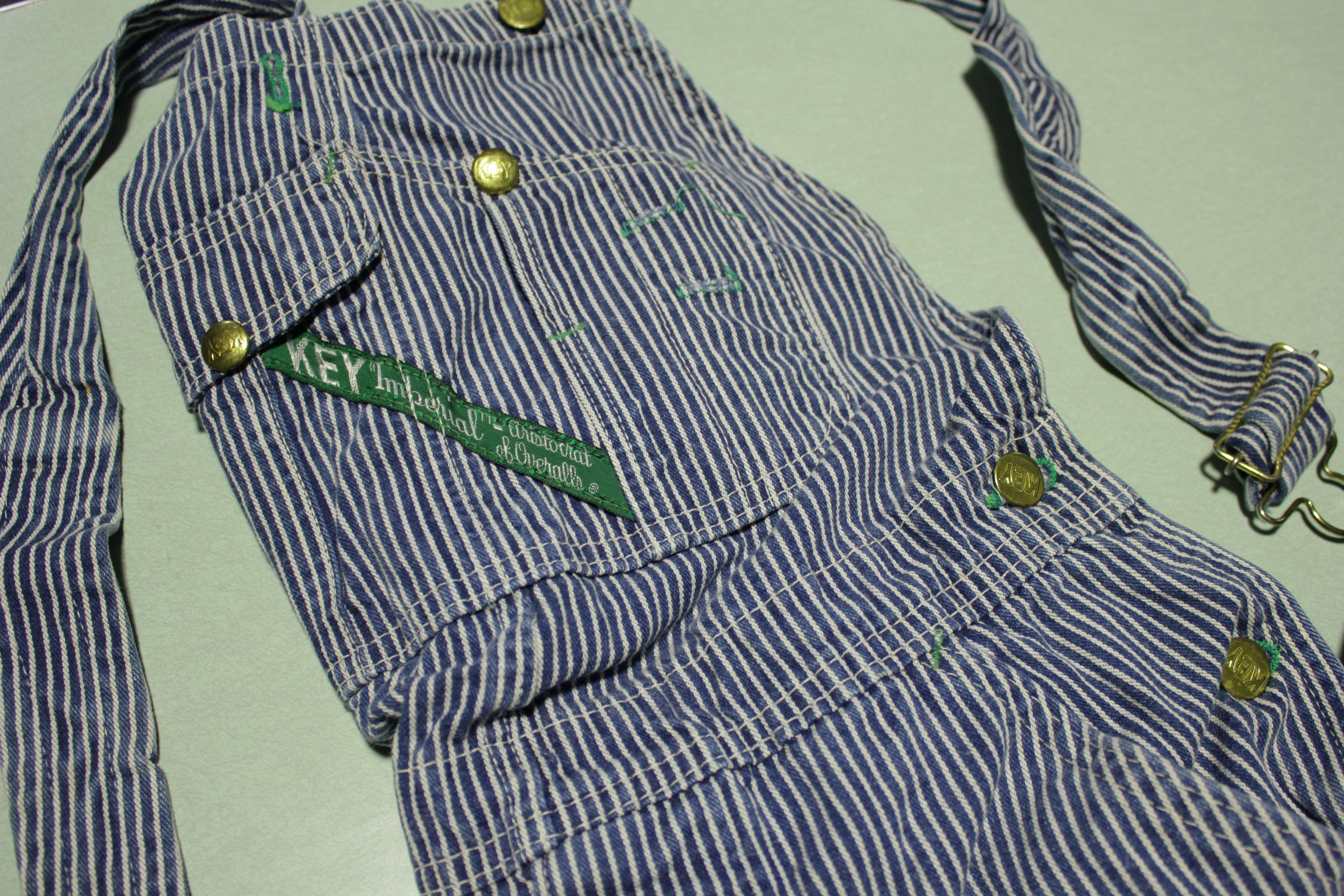 Key Imperial Vintage Farmer Railroad Hickory Striped Bib Overalls