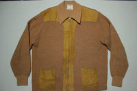 Montgomery Ward Vintage 70's Cowhide Suede Orlon Knit Talon Zipper Cardigan Jacket