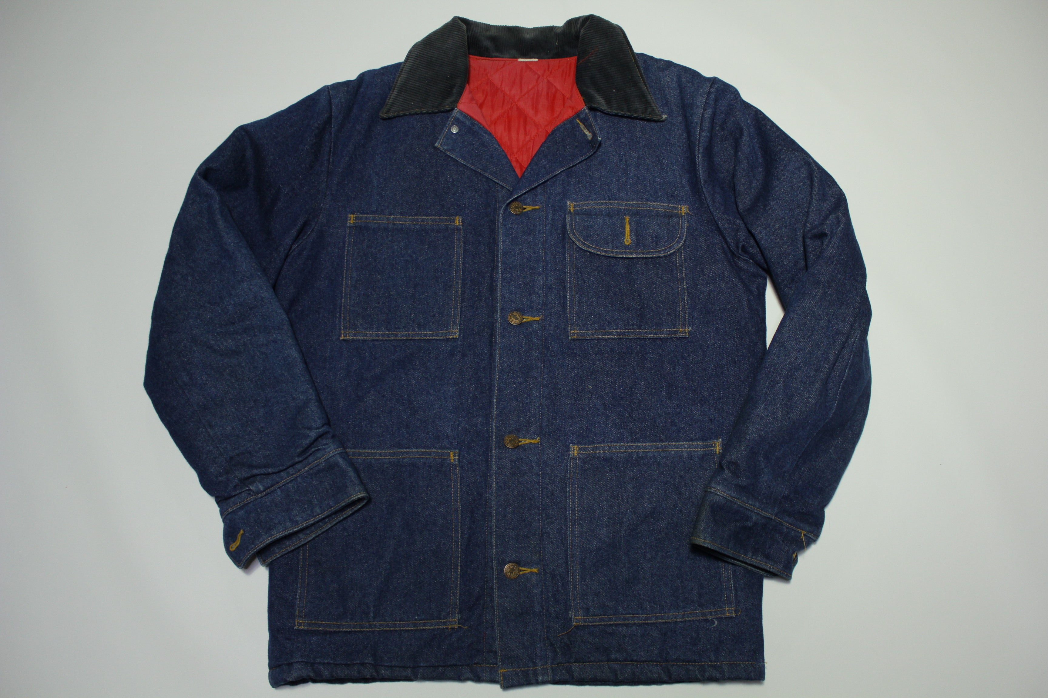 Penneys Quilt Lined Vintage 80's Prison Chore Denim Work Coat Jean