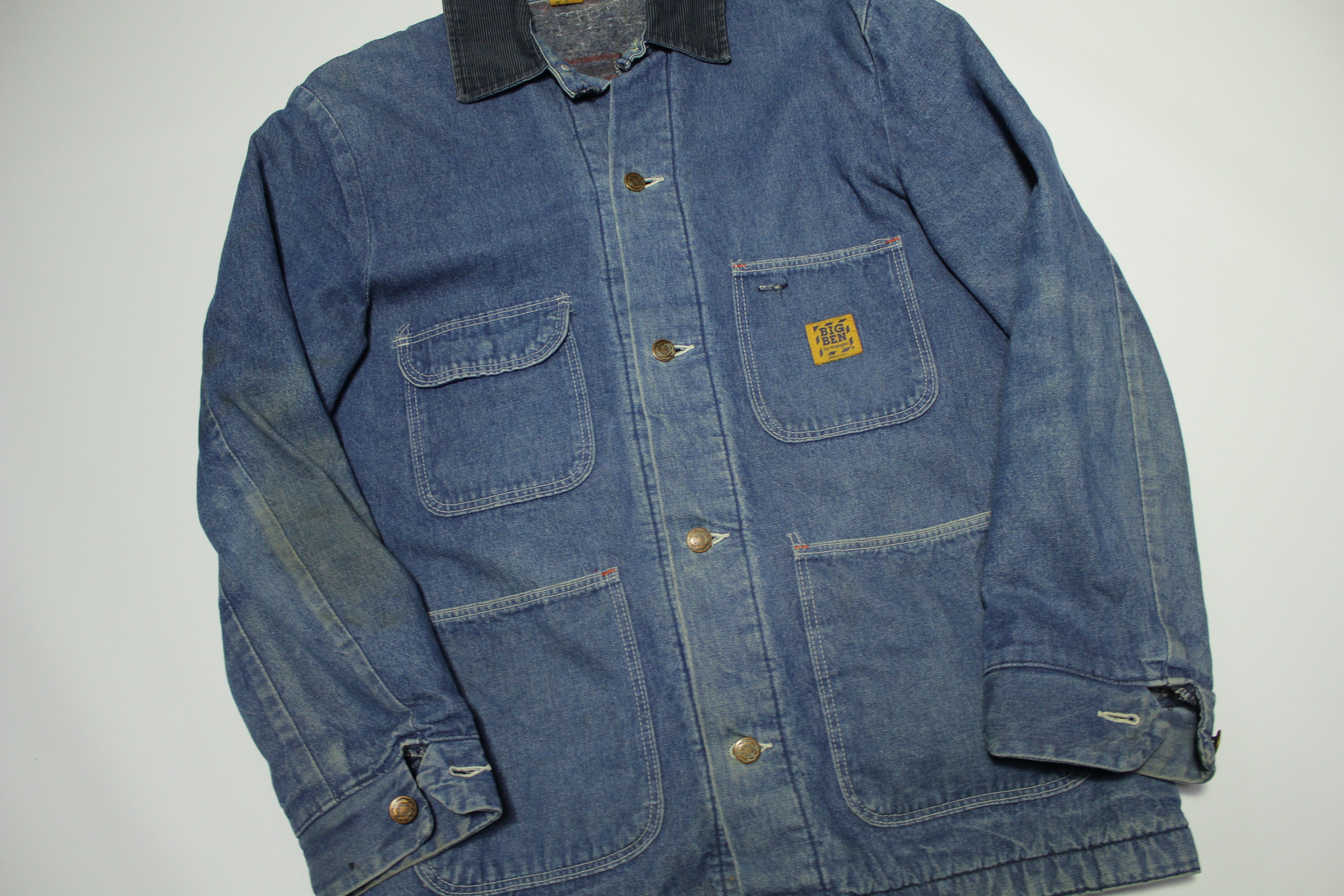 Big Ben Wrangler Vintage 80's Prison Chore Denim Work Coat Jean