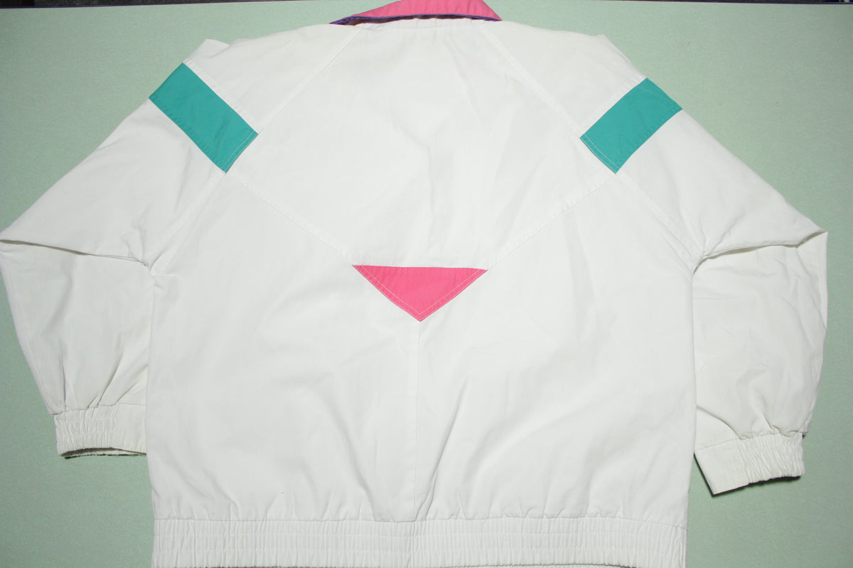 Be Seen Vintage 90's Color Block White Bomber Jacket