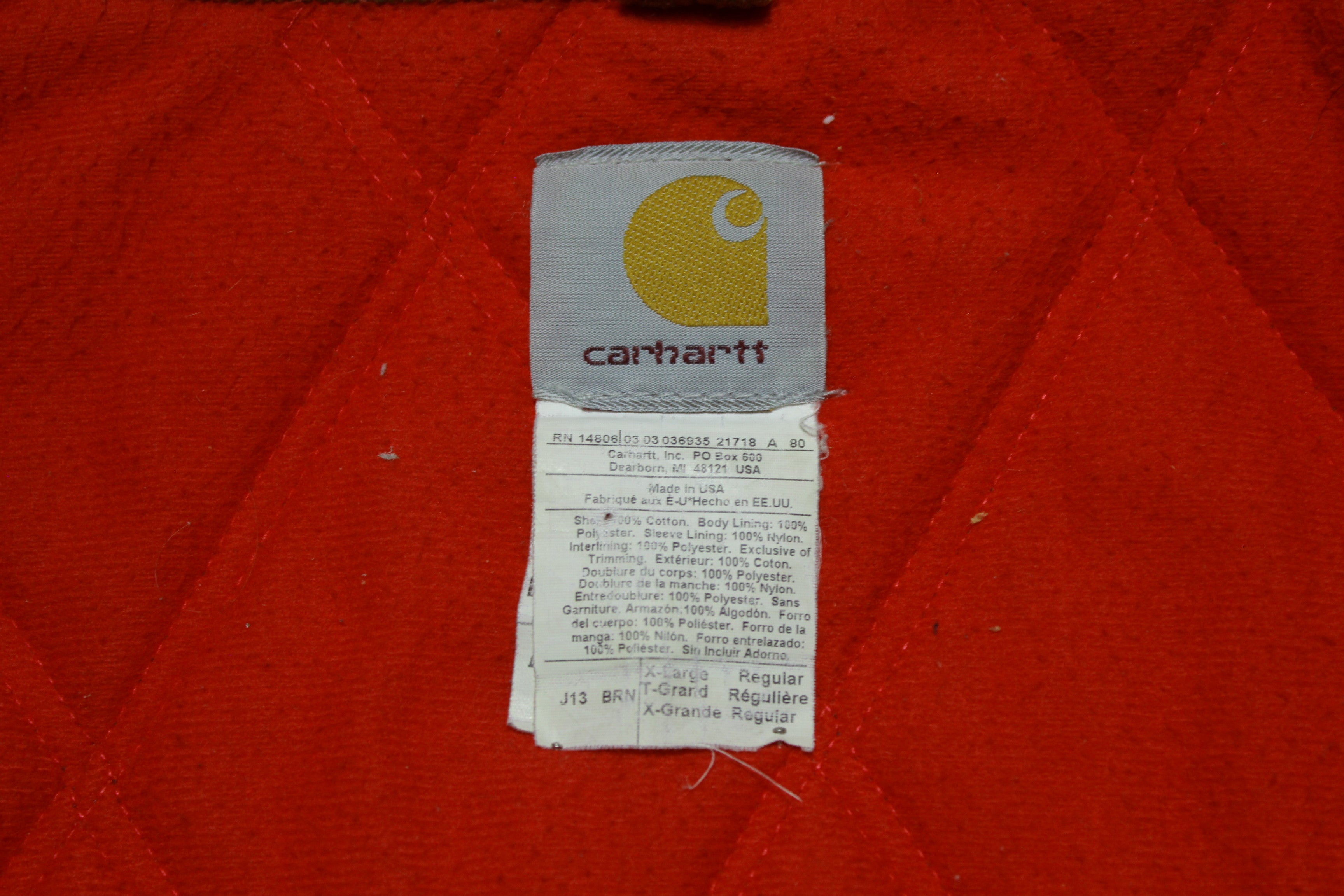 Carhartt J13 BRN Vintage Santa Fe Western Insulated Quilt Lined