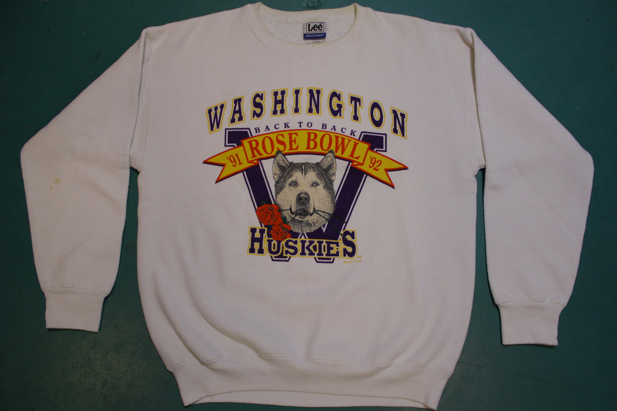 Washington Huskies Back to Back Rose Bowl 91-92 Made in USA 90's Sweatshirt