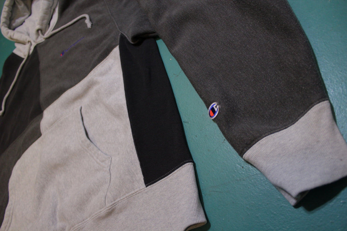 Champion Vintage Reverse Weave Colorblock Hooded Sweatshirt Streetstyle Large Hoodie