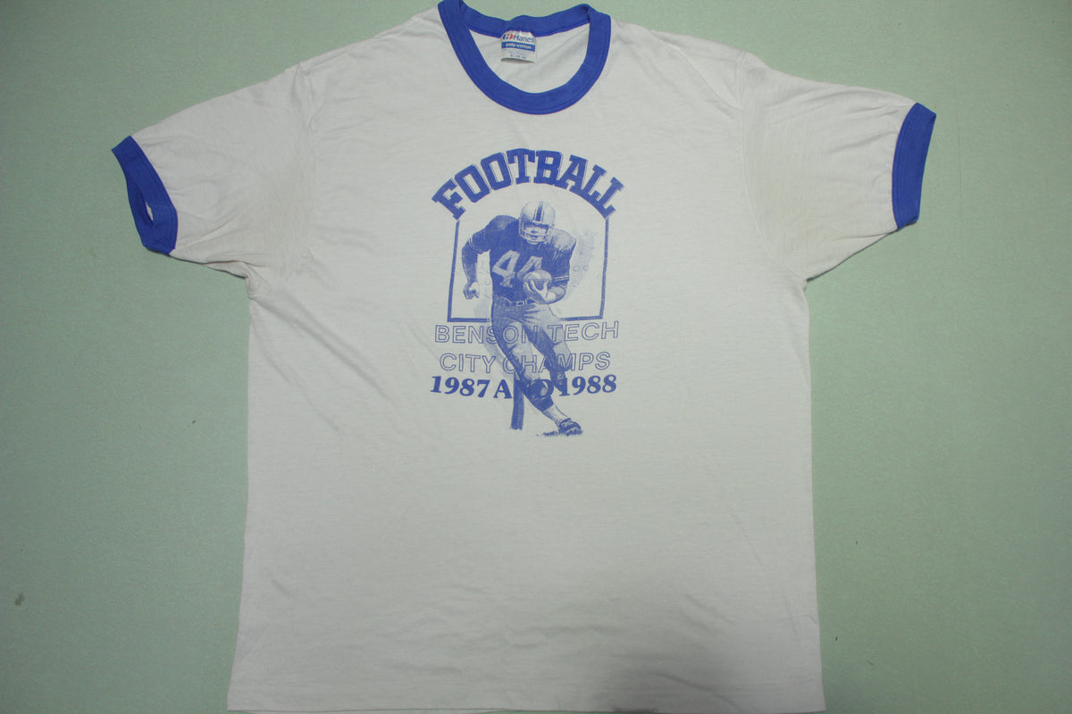 Benson Tech Vintage 80's Football 1987 1988 City Champs Ringer Hanes USA T-Shirt