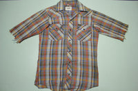 Lee Made in USA Plaid Pearl Snap Cut Off Sleeves Button Up Shirt