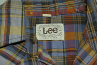 Lee Made in USA Plaid Pearl Snap Cut Off Sleeves Button Up Shirt