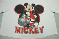 Mickey Mouse Vintage Disney Single Stitch Gym Work Out Dumbbell Crop Top T-Shirt
