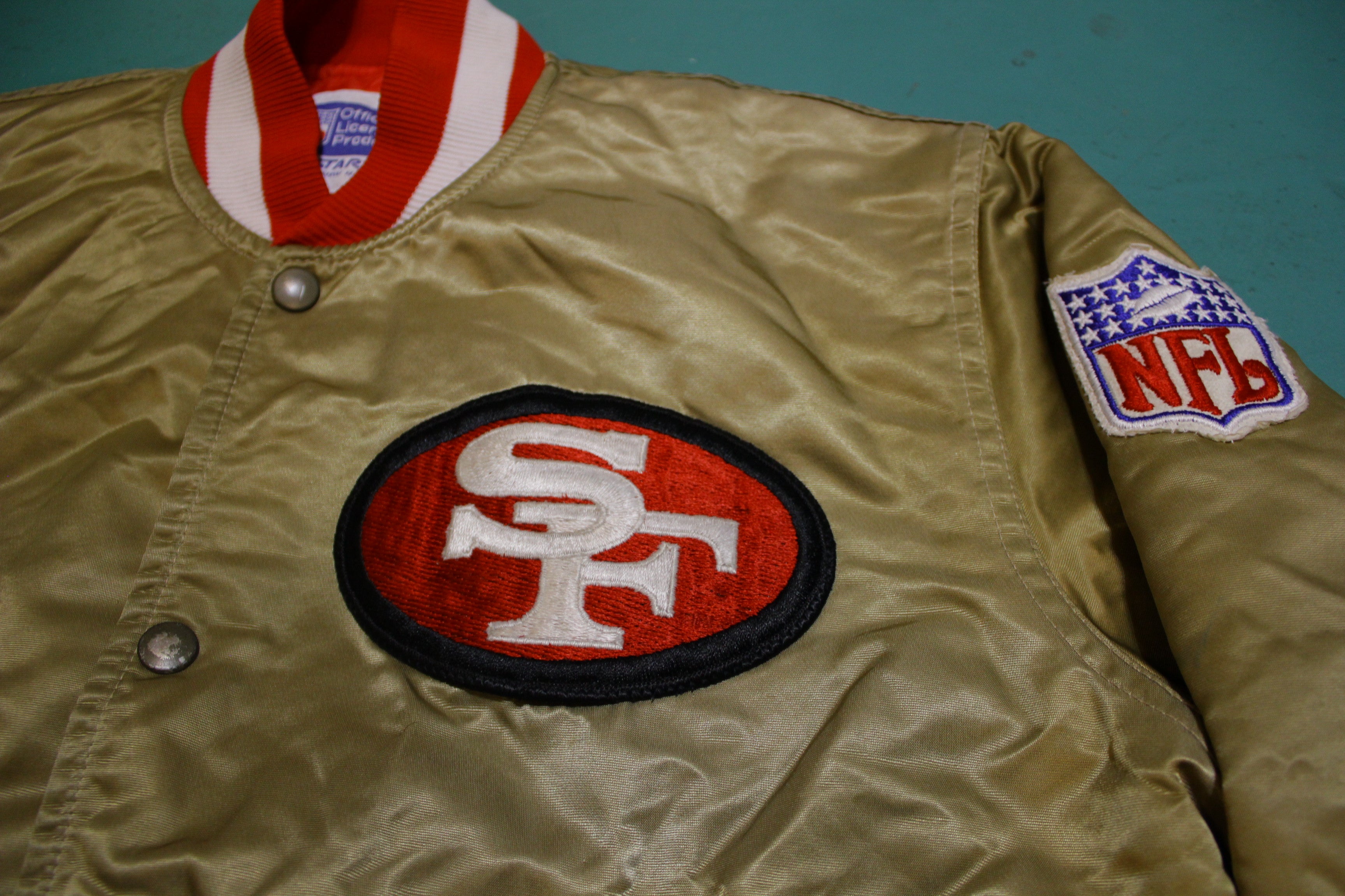 San Francisco 49er's Gold Satin Starter 80's Jacket Rare Made in