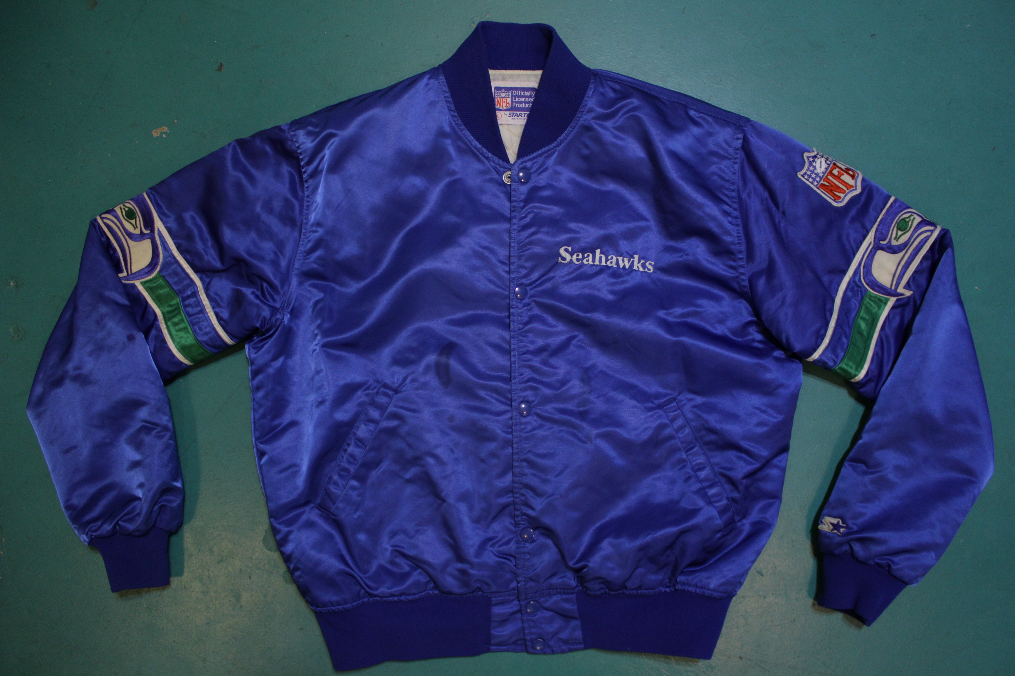 Vintage Seattle Seahawks Starter Pro Line Satin Bomber Jacket L 80s Nf –  Rare_Wear_Attire