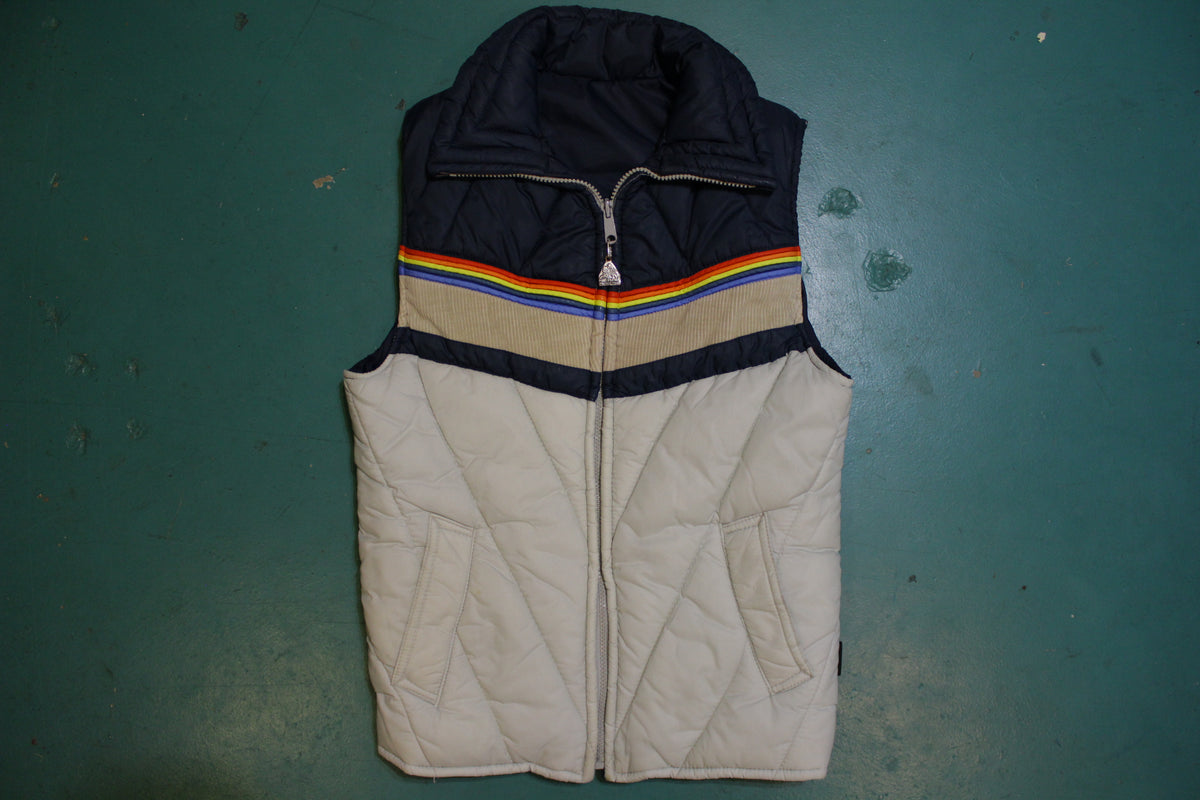 Pacific Trail 80's Vintage Rainbow Puffer Vest Corduroy