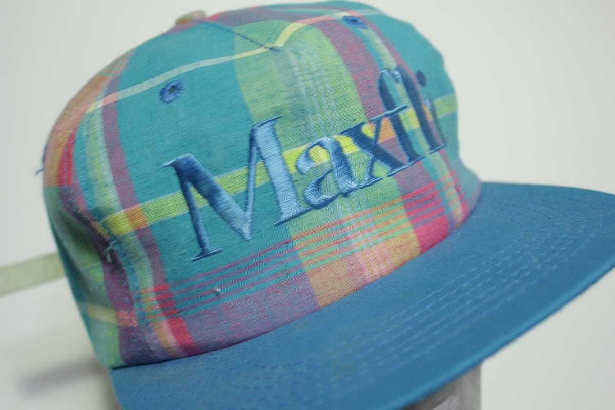 Maxfli Vintage 90's Plaid Golfing Trucker Snapback Adjustable Hat