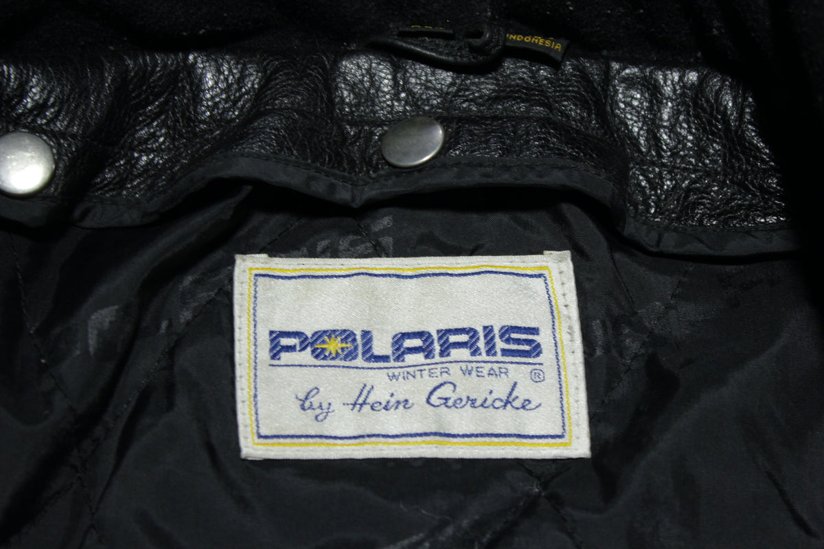 Polaris Hein Gericke Vintage 80's 90's Leather Snowmobile Large Sled Racing Jacket