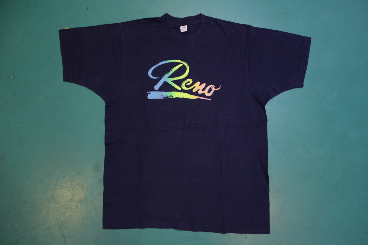 Tourist Reno Vintage Graphic T-shirt 80's Single Stitch Rainbow Print