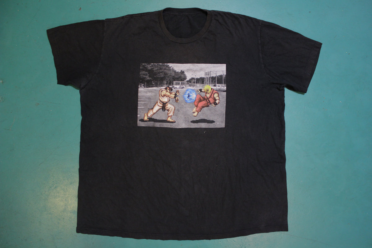 Street Fighter Karate Blue Ball Casting T-shirt Magic Spell