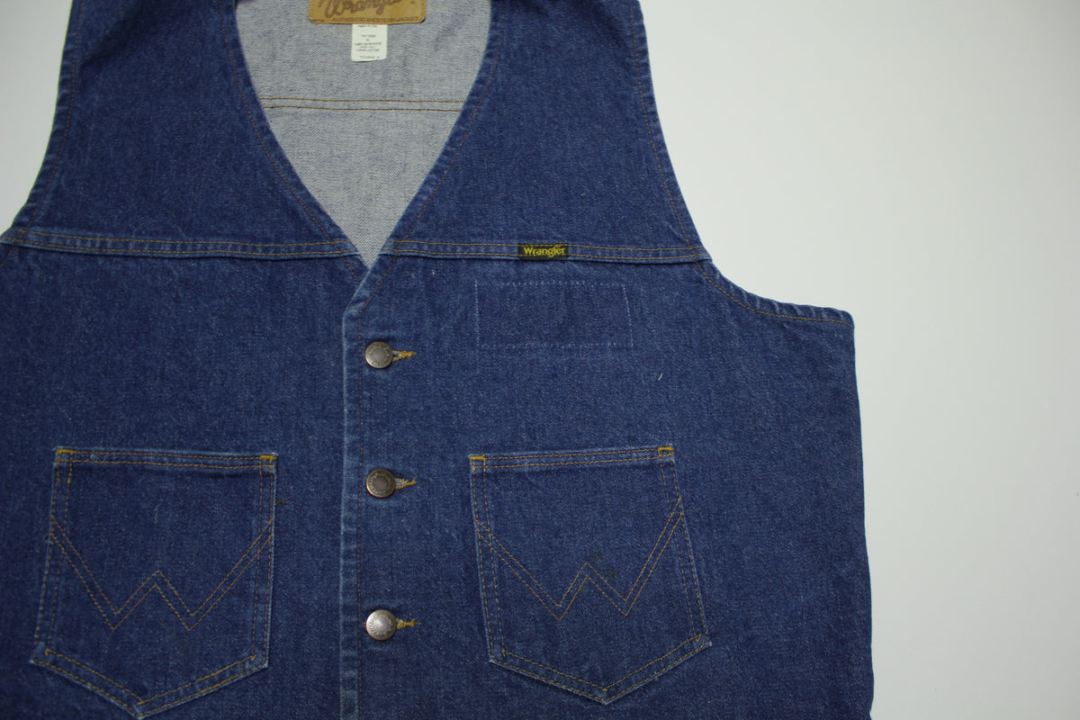 Wrangler 74175DN Vintage Blue 80's Denim Jean Jacket Vest Made in USA