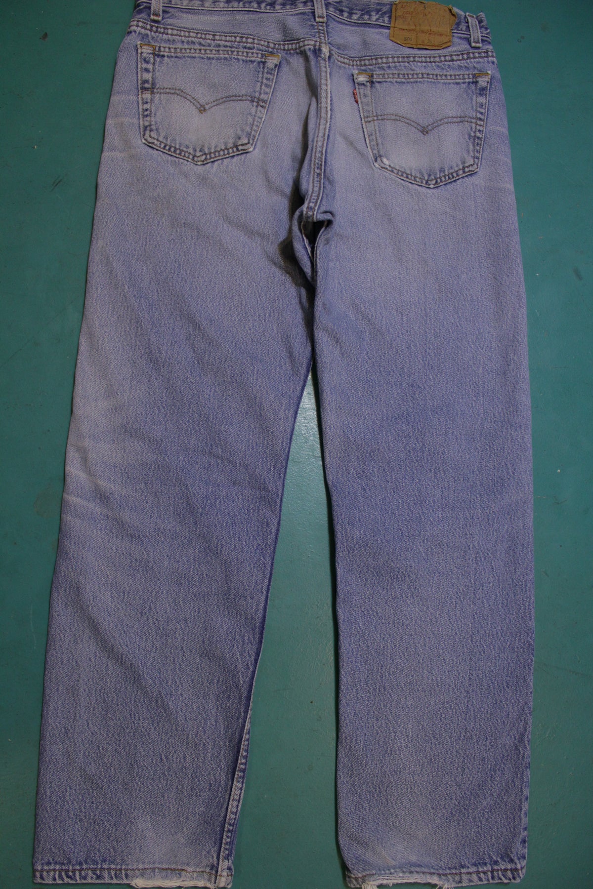 Levis 501 Button Fly 80s Red Tag Made in USA Vintage Faded Denim Jeans 34x29