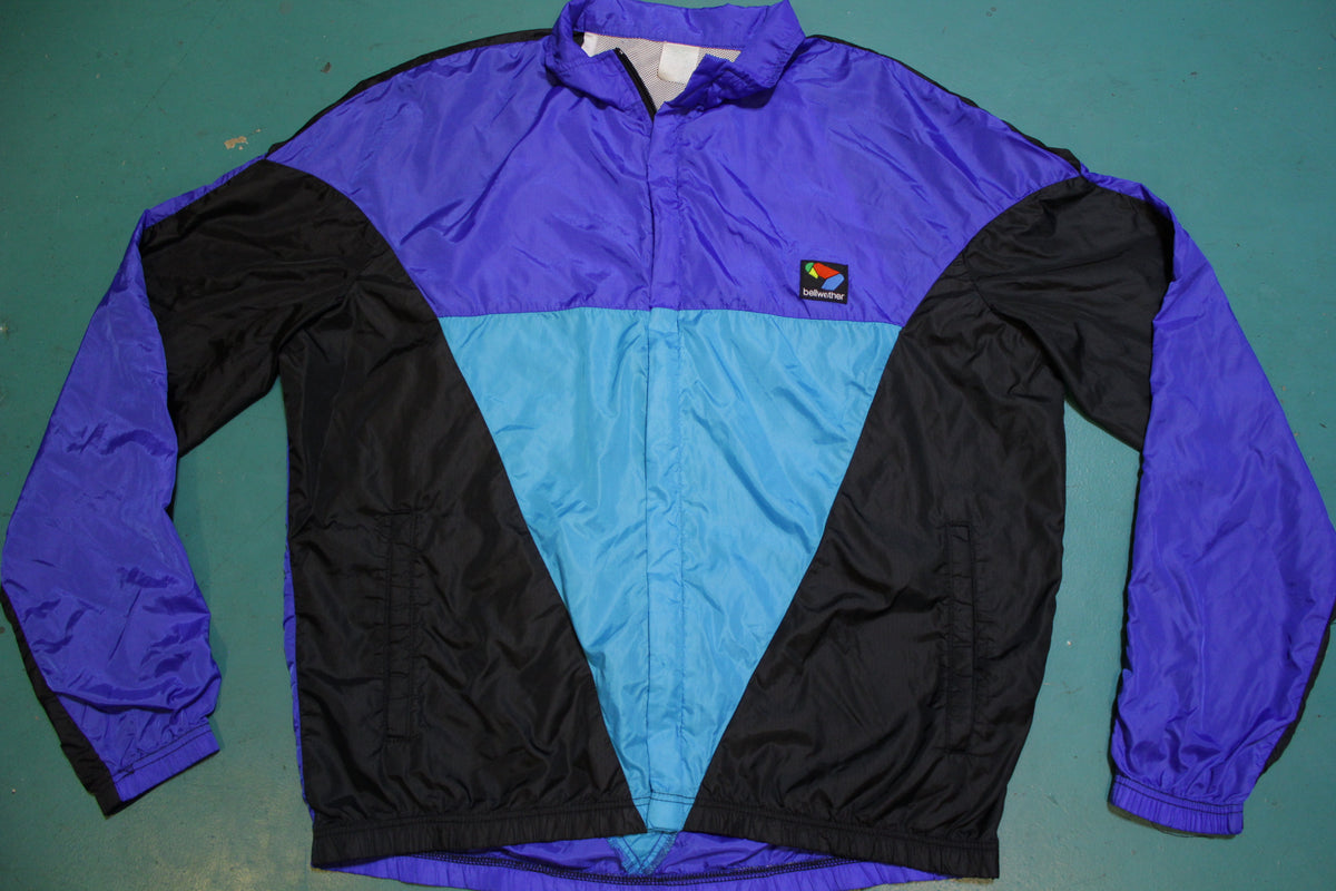 Bellwether 80s 90s Gray Tag Vented Bicycle Windbreaker Jacket Vibrant Colors