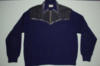 Virgin Orlon Acrylic Talon Quarter Zip Pullover 70's Suede Sweater