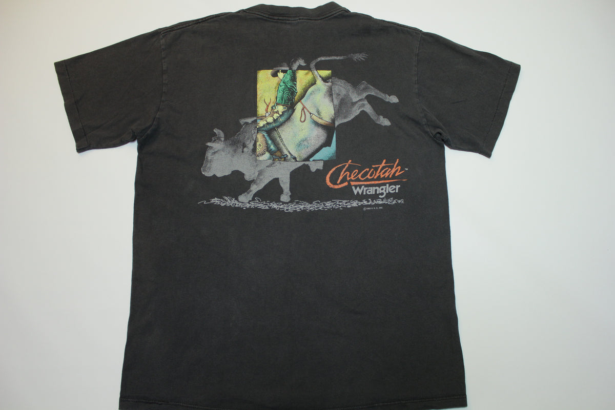 Checotah Wrangler 1993 Bull Riding Rodeo Vintage 90s Single Stitch T-Shirt