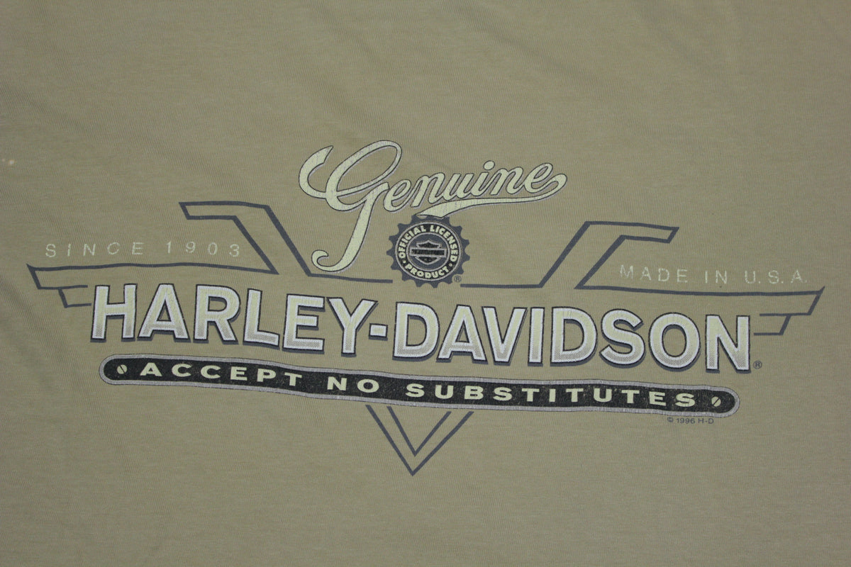 Genuine Harley Davidson Accept No Substitutes Vintage 1996 90's Single Stitch USA T-Shirt