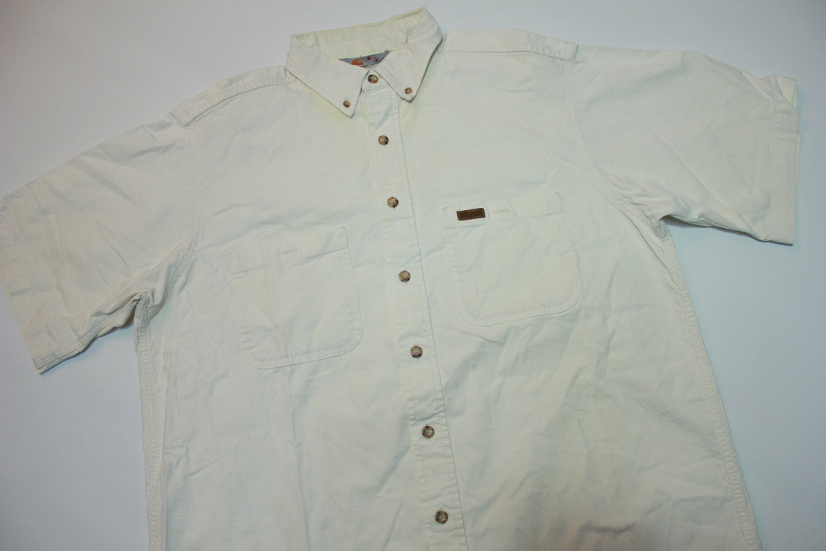 Carhartt S18 WHT Vintage 80's 90's Rugged Outdoor Wear Button Up Work Shirt