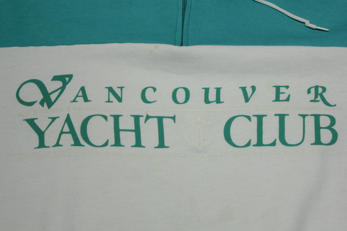Vancouver Yacht Club Vintage 80's Pullover Quarter Zip Mock Collar Sweatshirt