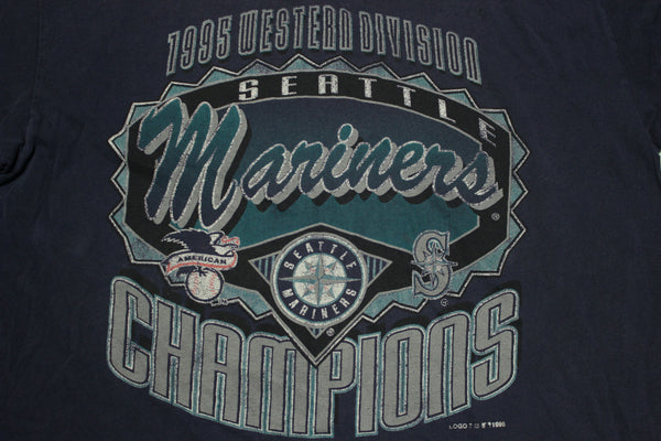 Seattle Mariners 1995 Western Division Champions Vintage Logo 7 90's T-Shirt