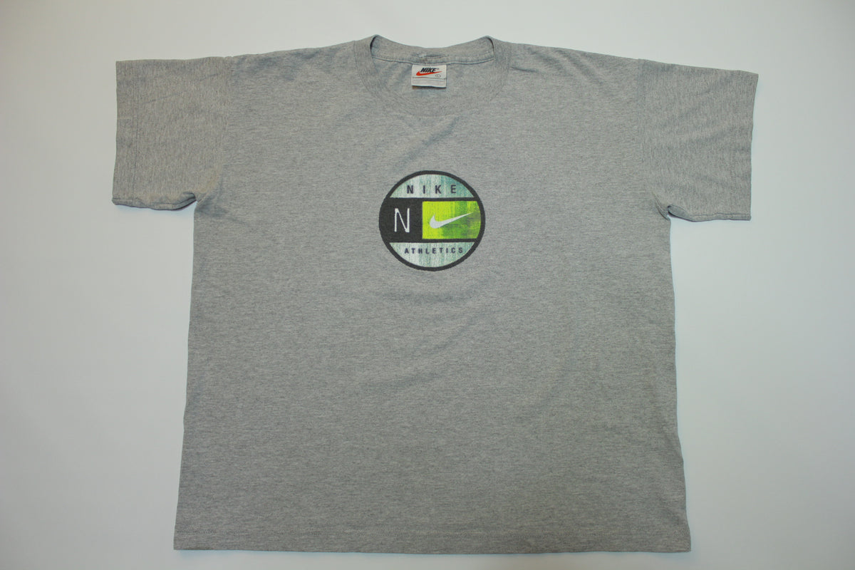 Nike Athletics Vintage 90's Heathered Gray White Tag Center Logo T-Shirt