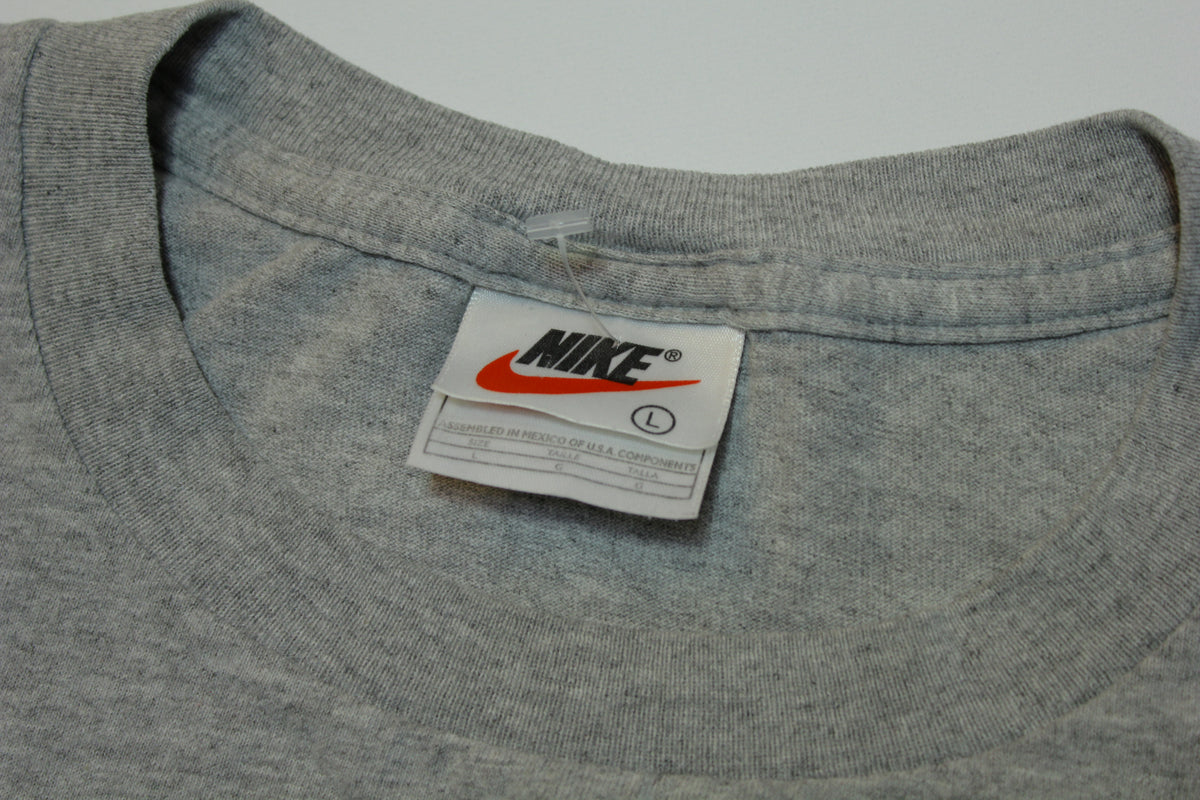 Nike Athletics Vintage 90's Heathered Gray White Tag Center Logo T-Shirt