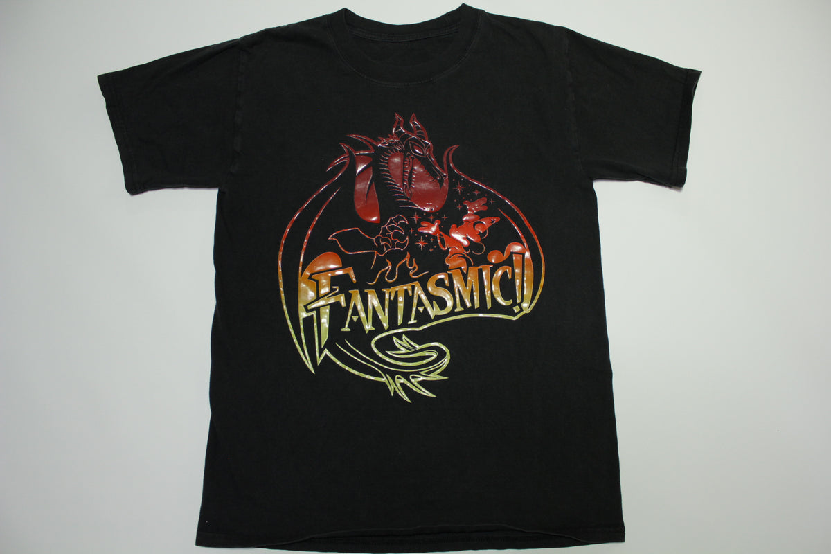 Fantasmic Disney Parks Sorcerer Mickey Apprentice Drag Raised Print T-Shirt