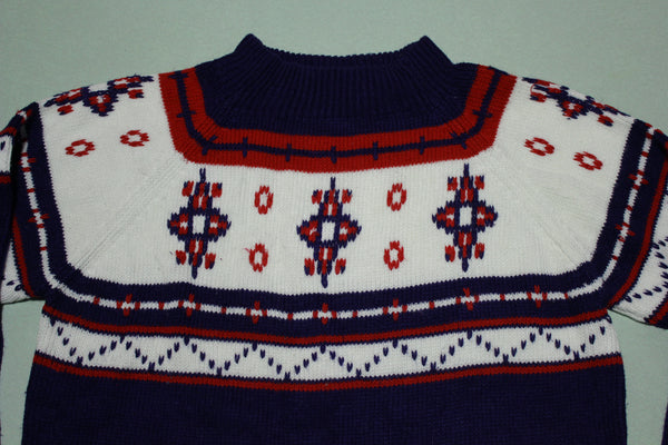 JCPenney Vintage 70's Acrylic Nordic Pattern Knit Ugly Sweater