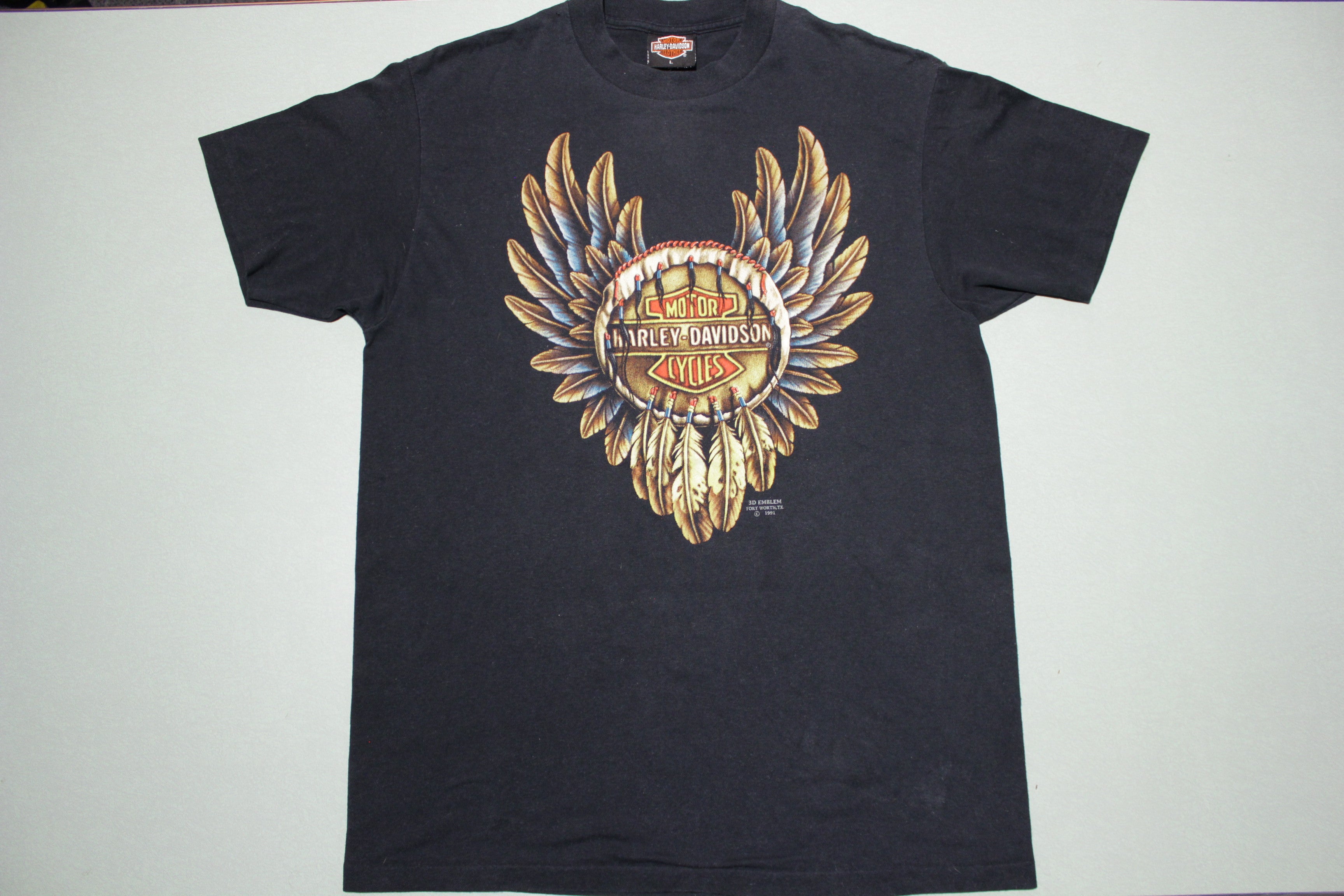 Harley Davidson 1991 Vintage 3D Emblem Native Tribal Dreamcatcher