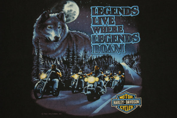 Harley Davidson Legends Live Roam Vintage 1991 90's Single Stitch USA Made T-Shirt