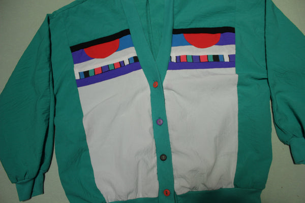 Teddi Sport Vintage 80's 90's Bright Color Block Womens Button Jacket