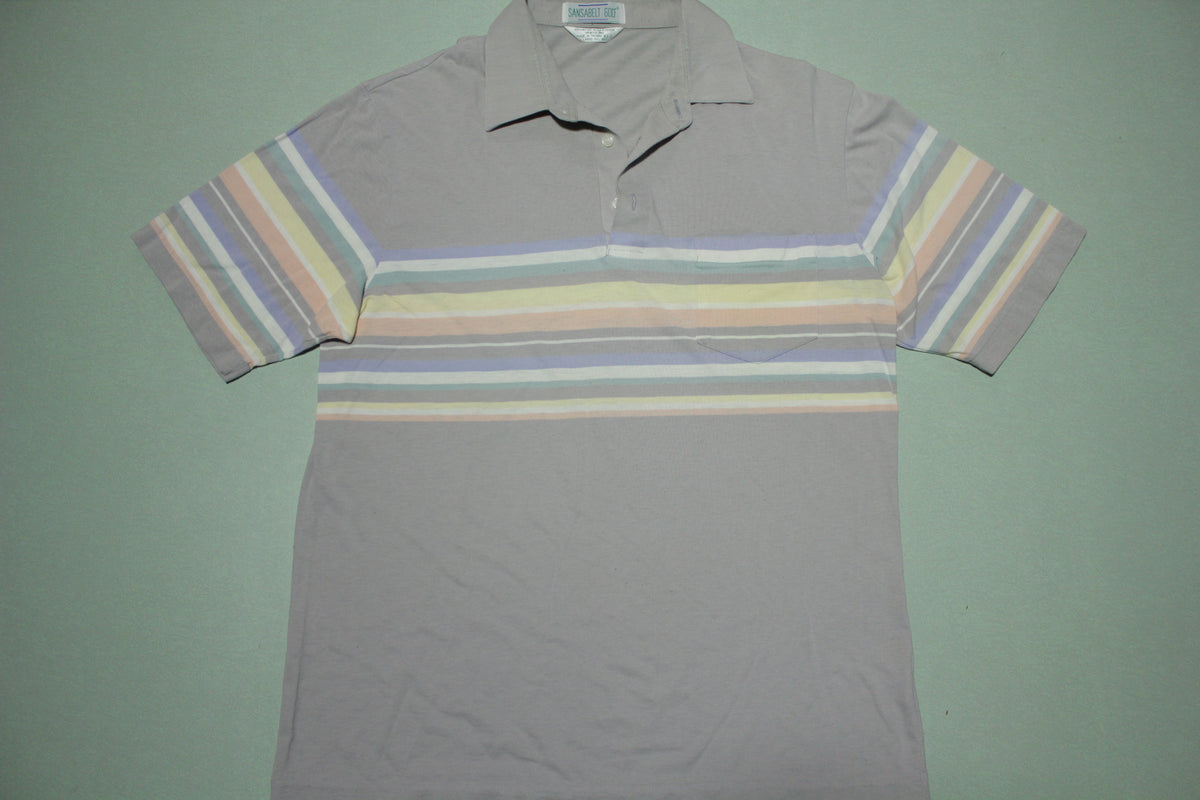 Sansabelt Vintage 80's Striped Golf Polo Shirt