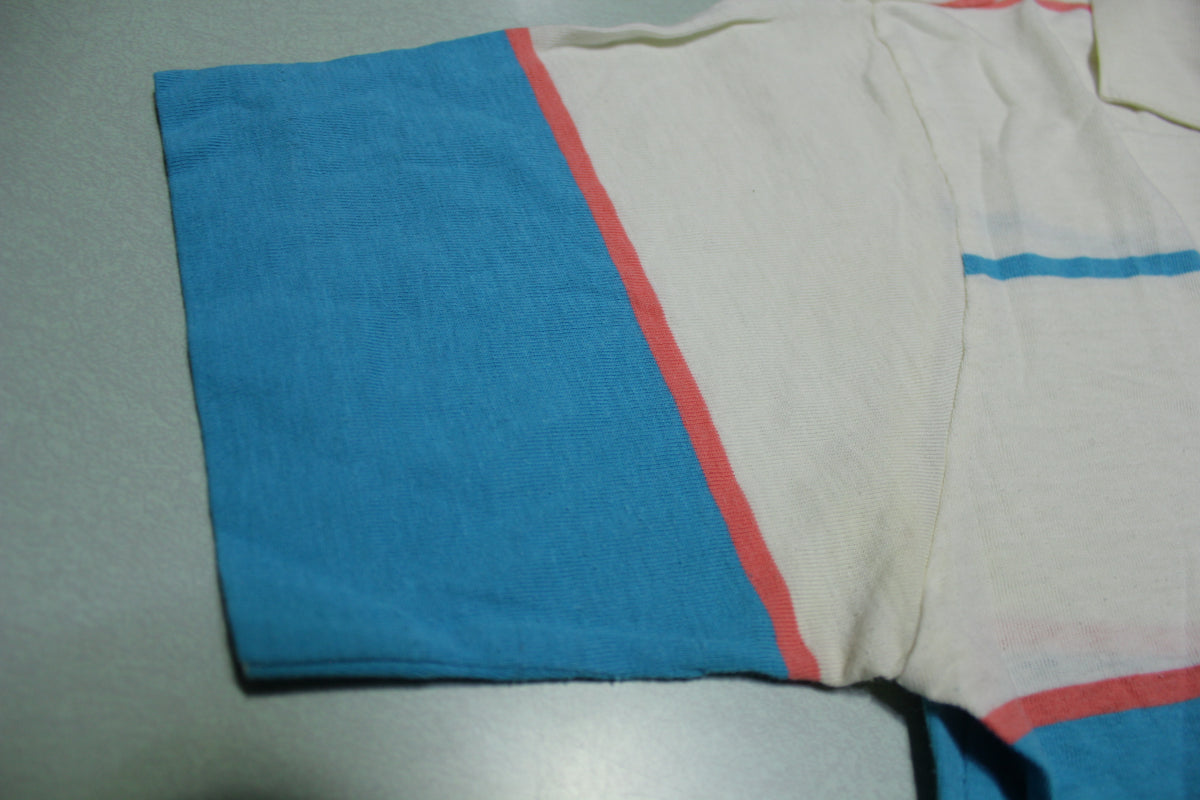 Striped Color Block Vintage 80's Polo Golf Tennis Shirt