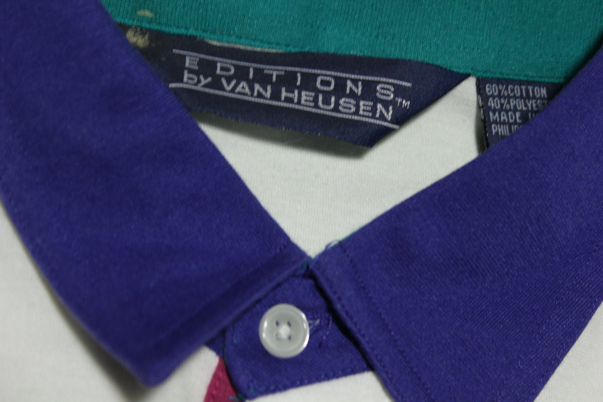 Van Heusen Editions Vintage 90's Striped Golf Polo Tennis Shirt