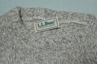 LL Bean Classic Brown Tan Heathered Oatmeal Wool Fireplace Sweater