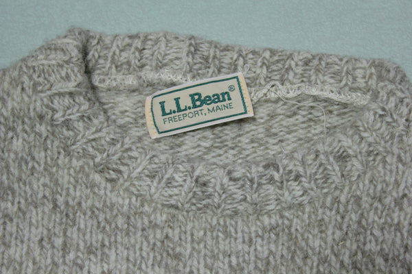 LL Bean Classic Brown Tan Heathered Oatmeal Wool Fireplace Sweater