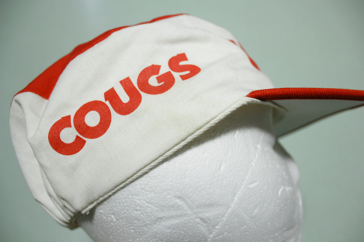 Wazzu Cougs WSU Vintage White 80's Elastic Back Painters Hat Made in USA