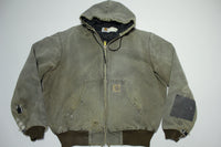 Carhartt JQ282 Heavily Distressed Hooded Made in USA Work Jacket