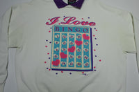I Love Bingo Vintage 80's Design Pointe Collared Crewneck Grandma's Sweatshirt