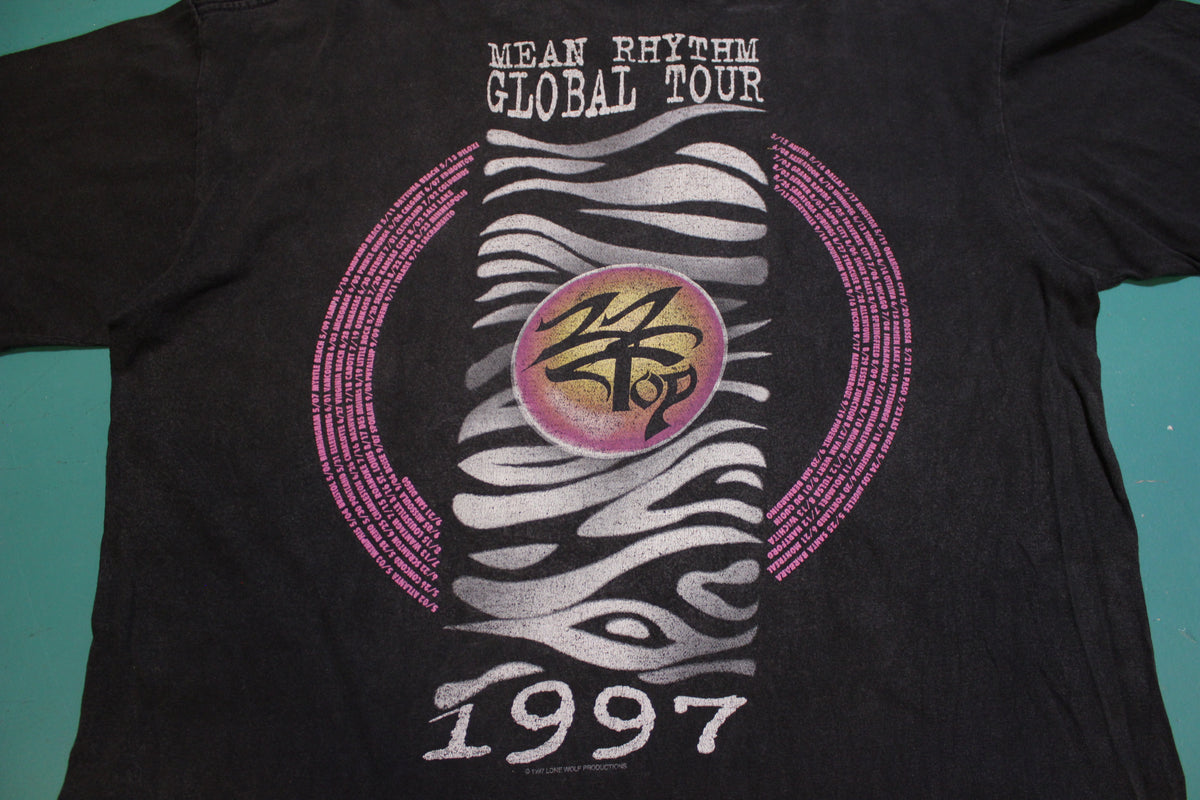 ZZ Top's 1997 Mean Rhythm Global Tour 90's T-shirt Included Cities and Dates