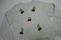 Cherries Berries Vintage 1989 80's Embroidered Jerzees Crewneck Sweatshirt