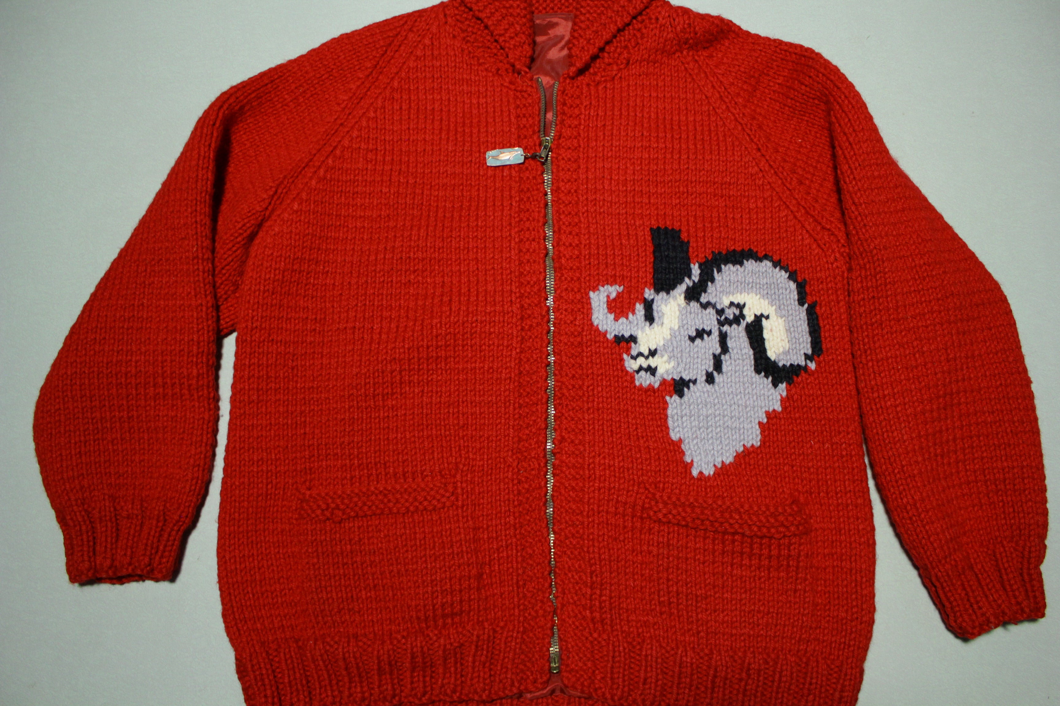 Alaska Cowichan Vintage Hand Knit Zip Front Cardigan Sweater